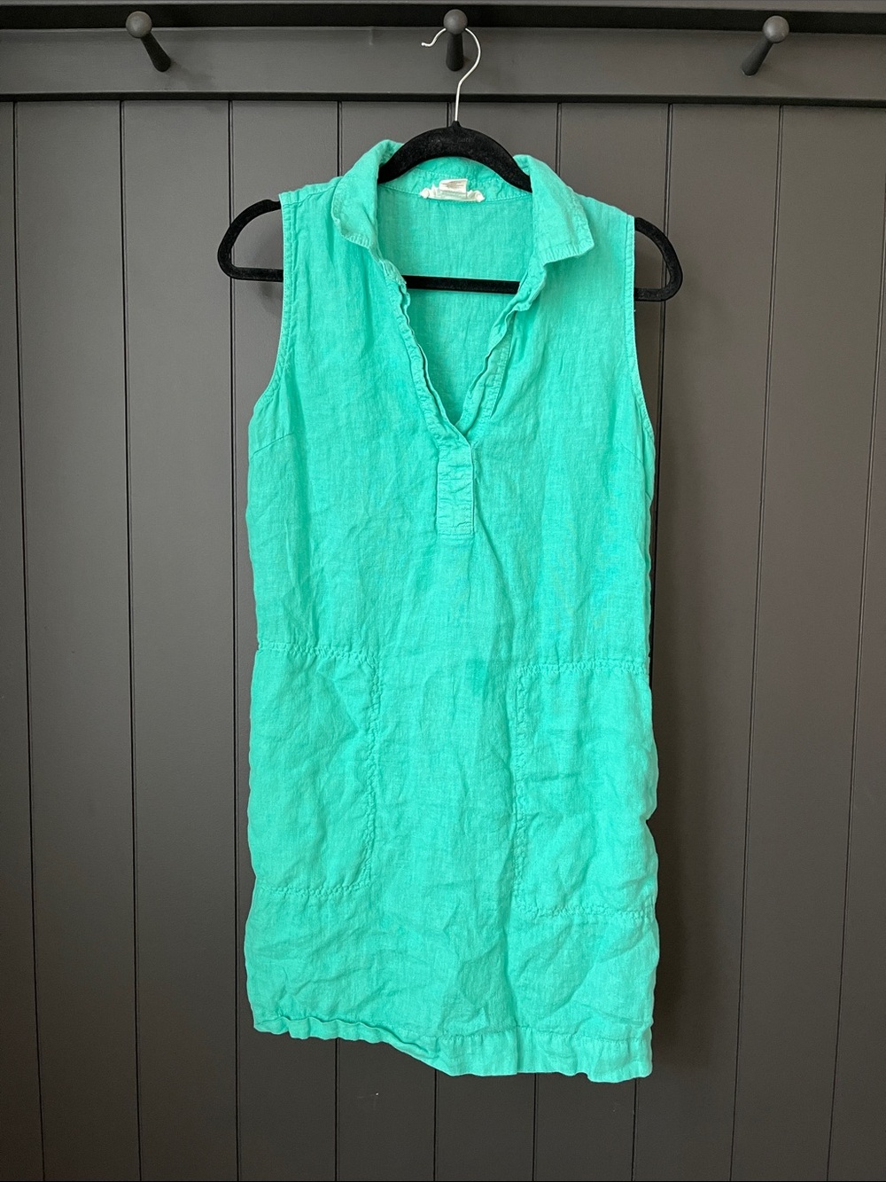 C&C California Teal Sleeveless 100% Linen Dress